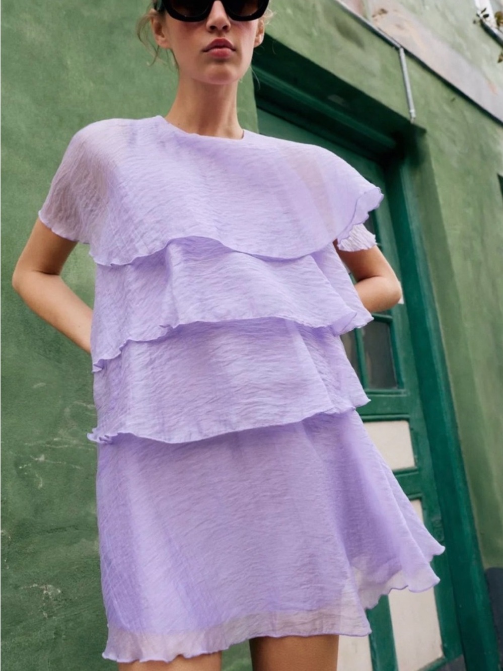 Zara Lilac Ruffle Mini Dress - Women's